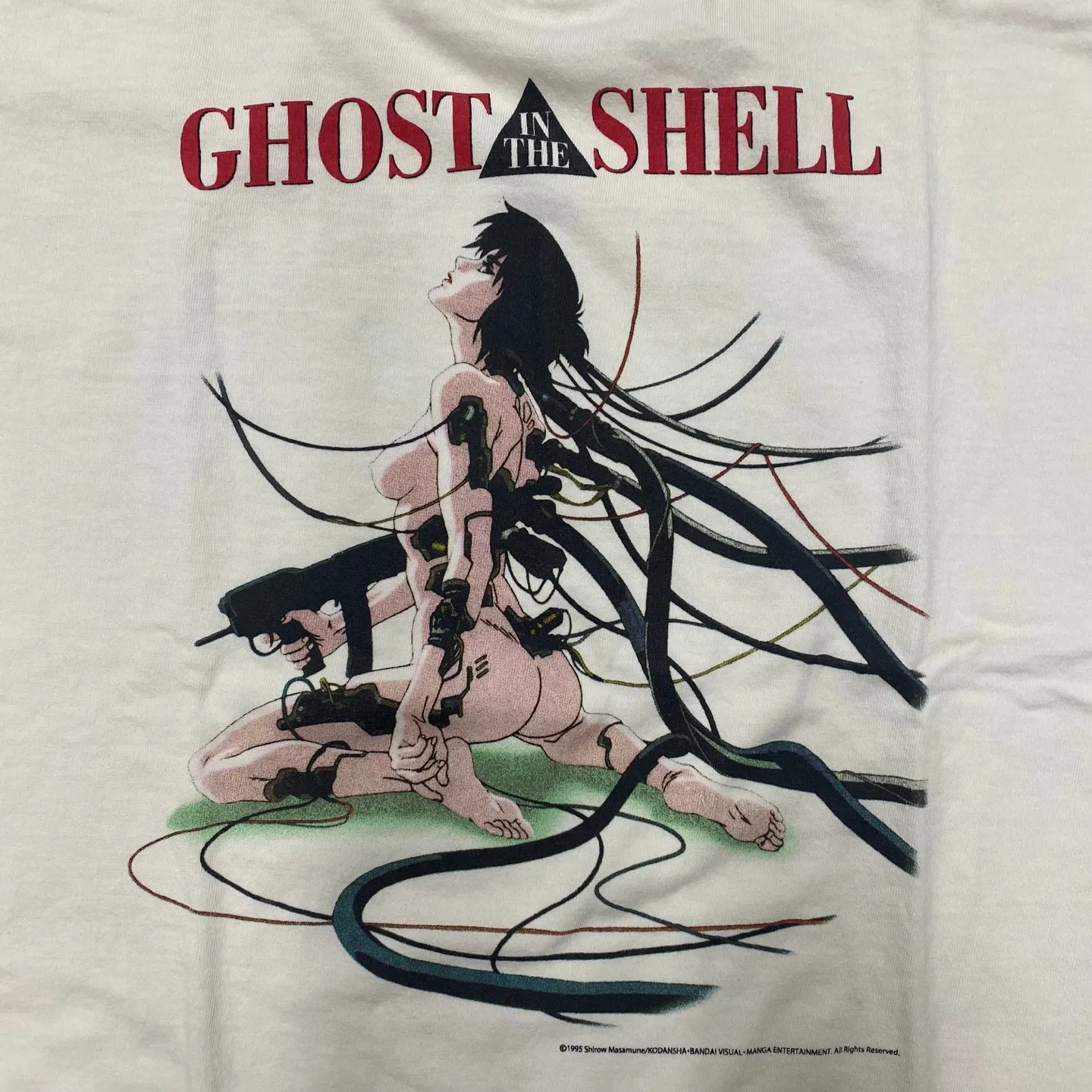 SAINT Mxxxxxx x GHOST IN THE SHELL ' GITS ' SS TEE/WHT Classic Big IP Ghost in the Shell co-branded Suzi Charge/Suzi Character TEE Off-white S-XL Cylindrical side seamless fabric 220g high gram weight OE yarn ⚠️Note: It is almost meaningless if it is not a cylindrical fabric Customized joint main mark/joint wash mark/little angel anti-counterfeiting label Original factory level printing factory Top purchasing agent level